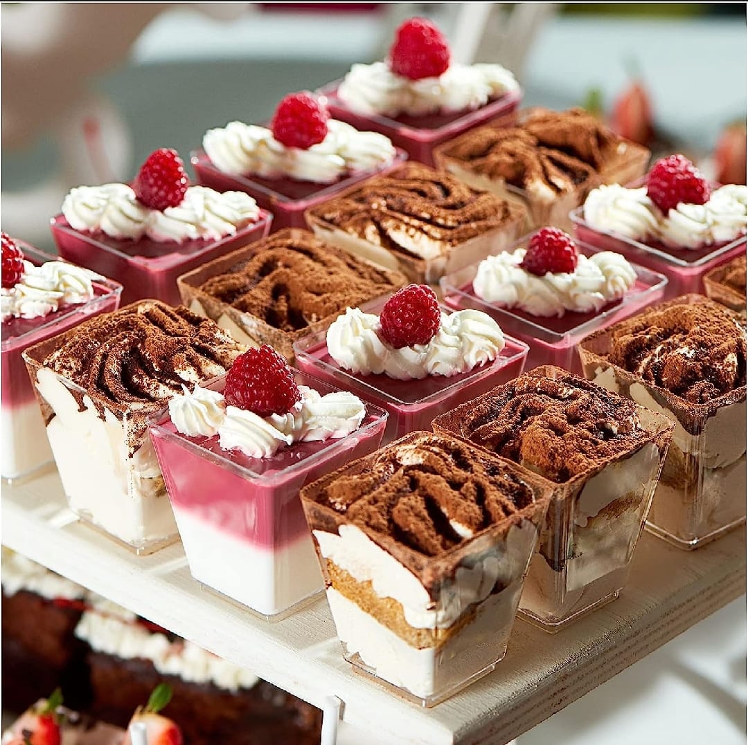 Acrylic Dessert Cup I 1 PCS I Semi Square Shape with Lid