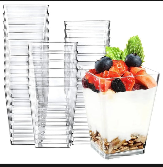 Acrylic Dessert Cup I 1 PCS I Semi Square Shape with Lid