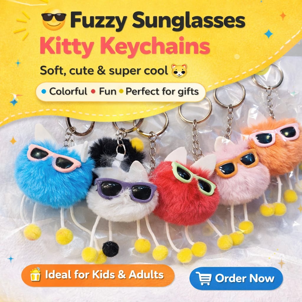 Key Ring I Fuzzy Sunglasses Kitty I Colourful I Handbag Key Ring